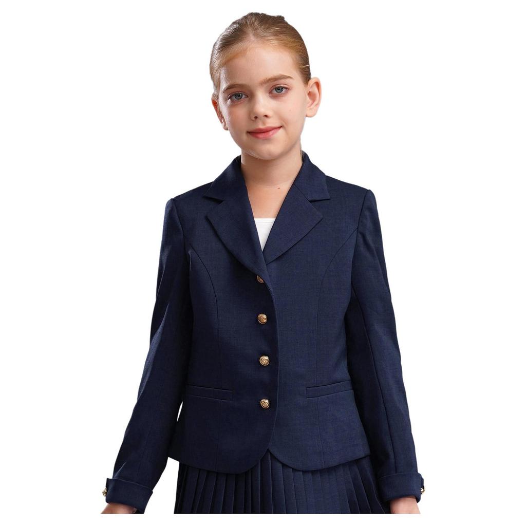 Kız Okul Üniforması Yaka Uzun Kollu Düğmeli Takım Elbise Ceket Cepli Tasarım Blazer Üst