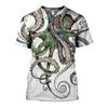Men'S New Summer 3d Printing Hd Printed O-Collar Short Sleeve T-Shirt Ocean Octopus Art Personality Retro Plus Size Loose Top