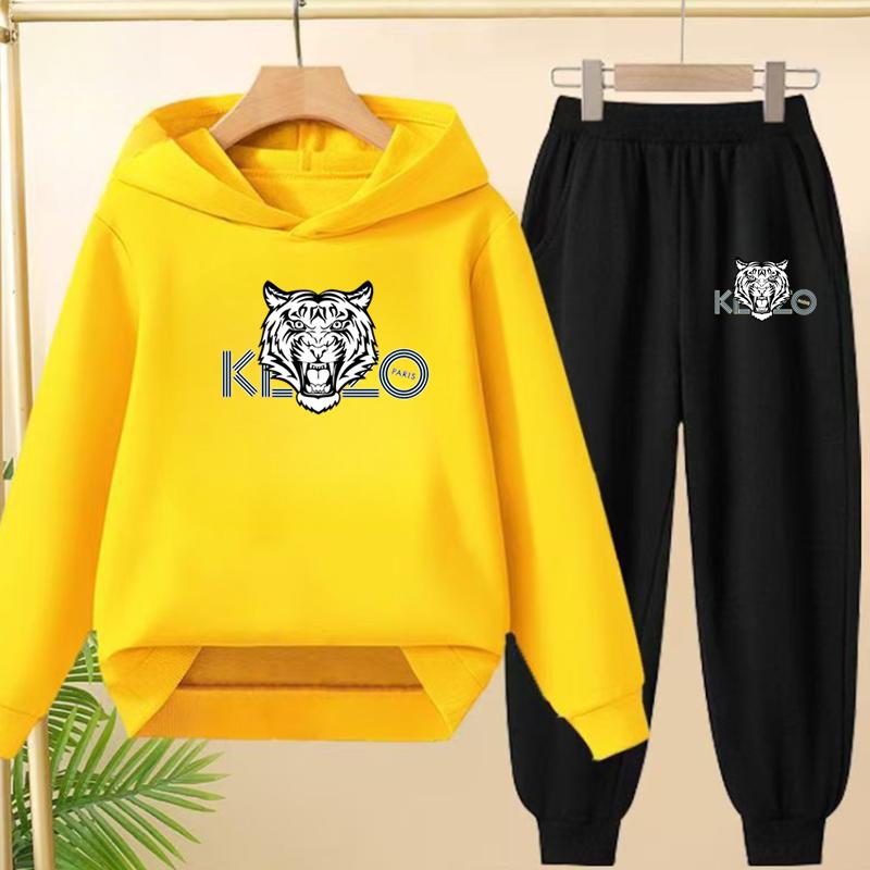 Children's 3-12Yrs Tiger print Pullover Hoodie Boys Girls Toddler Sweatshirt+Trousers Casual Fashion Charming Sports Jogging Set