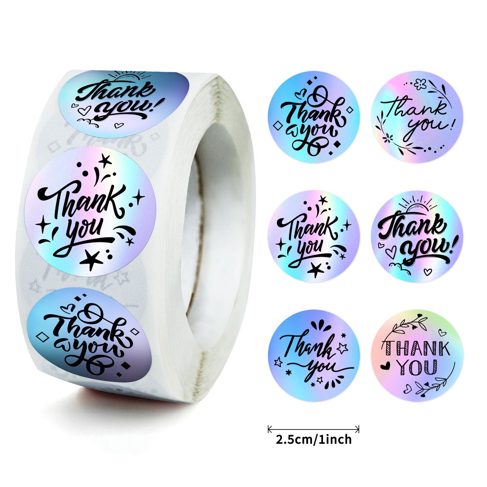 

500/Roll 1-inch Laser Thank You Stickers for Cross-border Sealing
