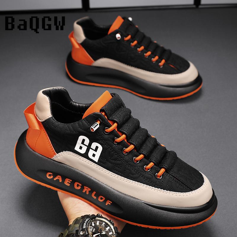 Contrast Color Designer Men Sneakers Shoes Tennis Sports Leather Autum Non-slip Walking Shoes Vulcanized Casual Shoe for Male