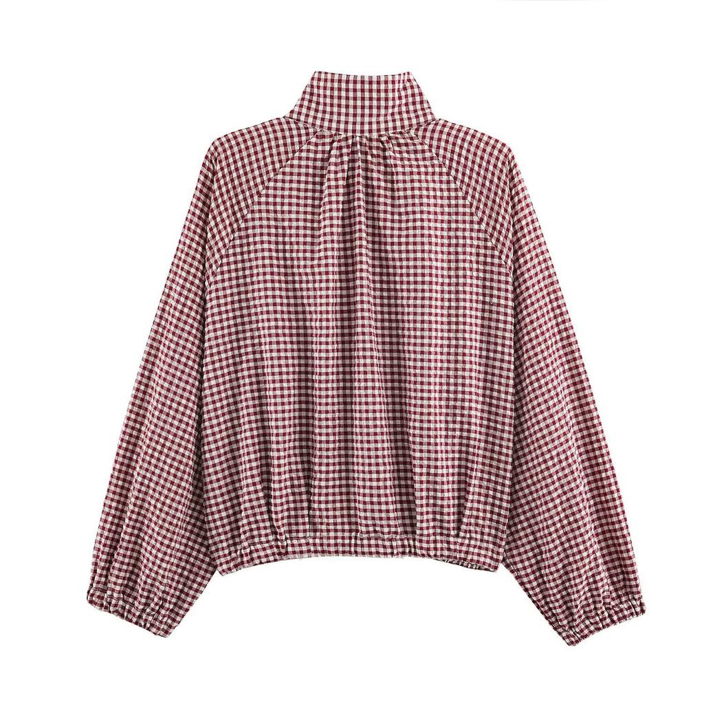 Estate 2026 nuova moda di strada transfrontaliera europea e americana per donna giacca a quadri a maniche lunghe con colletto alla coreana 2w103 12612