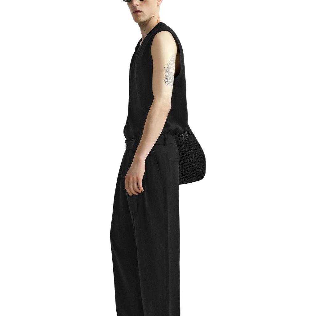 Zara Solid Color Round Neck Sleeveless T-Shirt Men tops Black 7545348-800