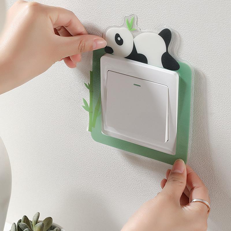 Luminous Animal Switch Sticker Cartoon Sticker Glow In The Dark Fluorescent Decoration Panda Switch Sticker Home Kid Room Decor