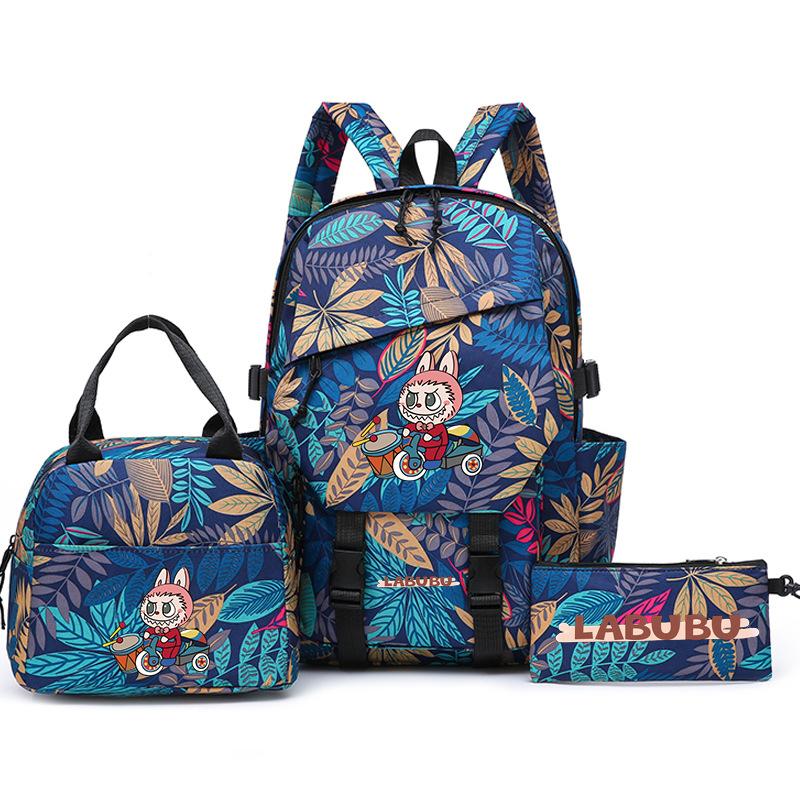 

Школьный рюкзак новый принт набор из трех предметов Школьный рюкзак мультяшный кролик студенческий рюкзак ранец для мальчиков и девочек Three-piece Set