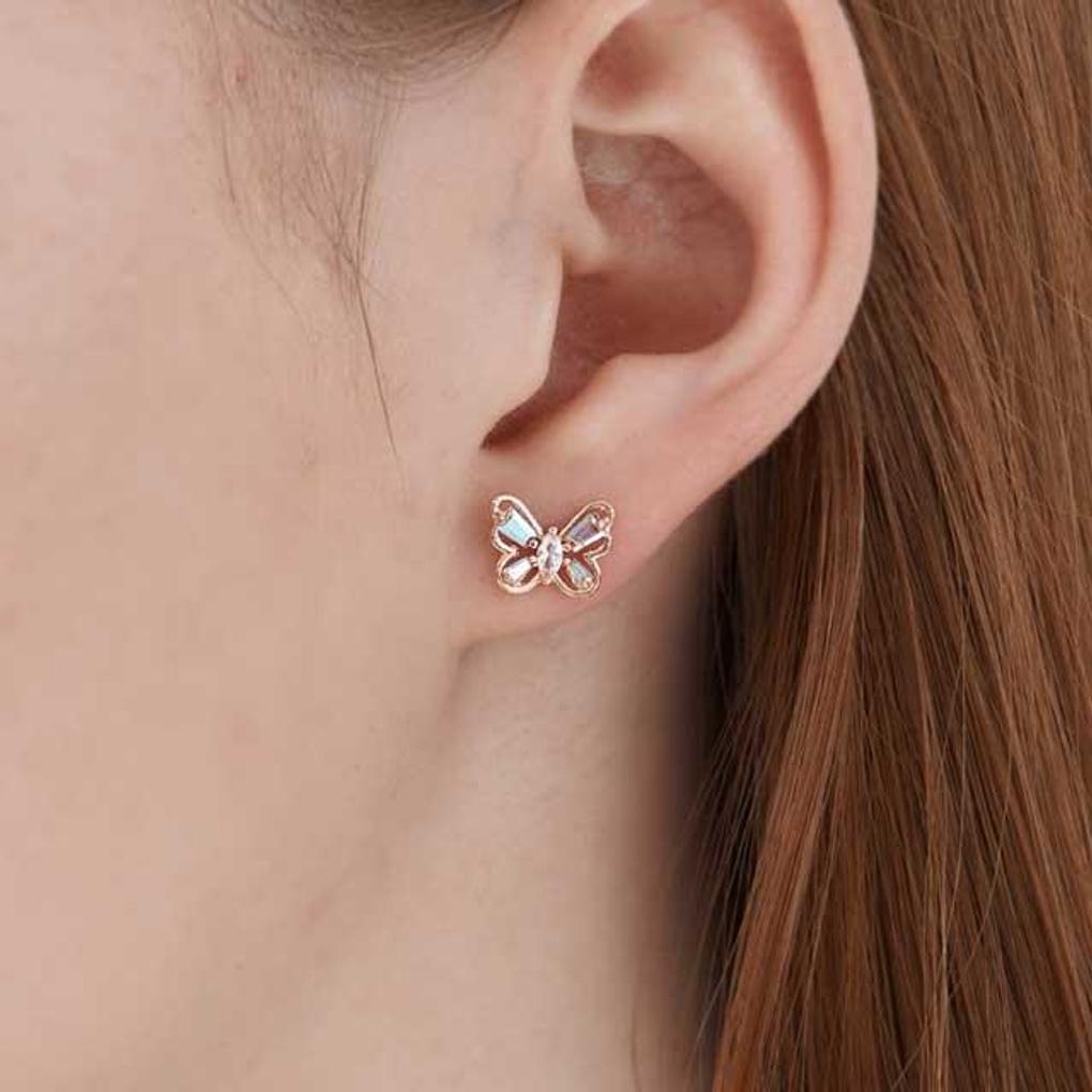 14K GF Regenbogenstein Schmetterling Ohrringe C24EGF203