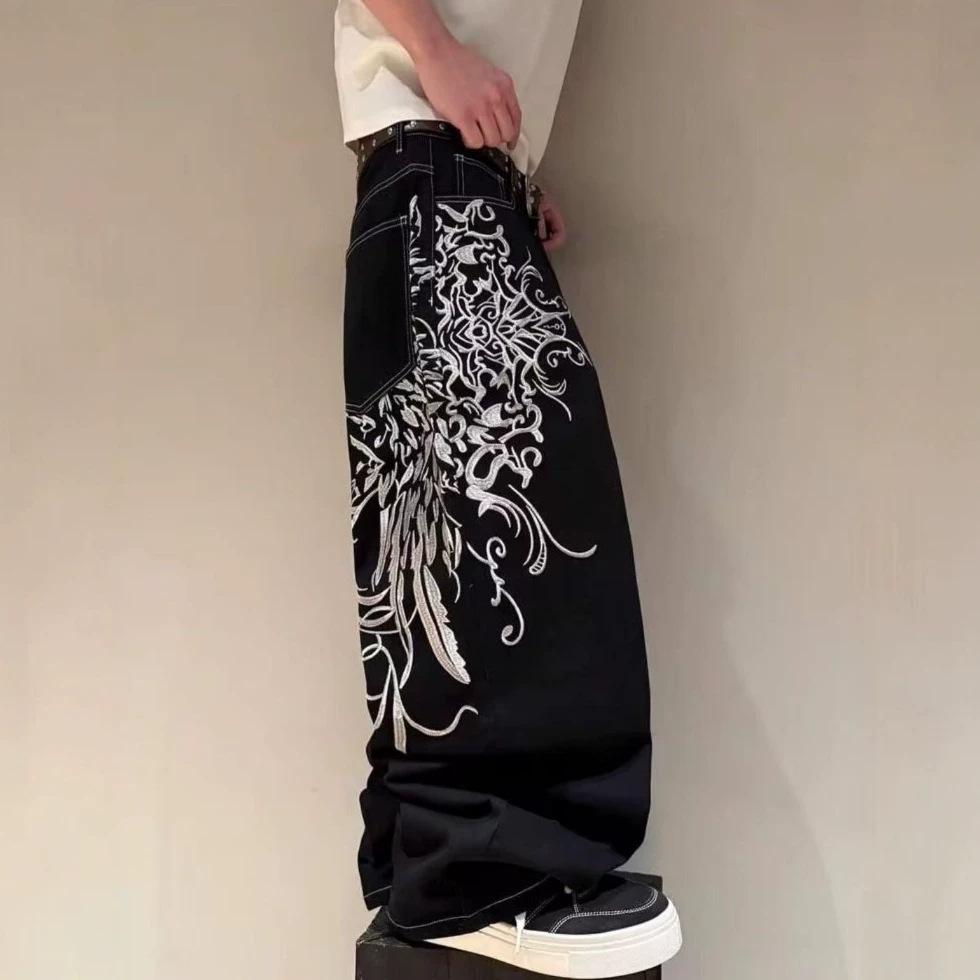 American Casual Jeans Men's Autumn Loose Straight Trendy Hip-hop Wide-leg Denim Trousers