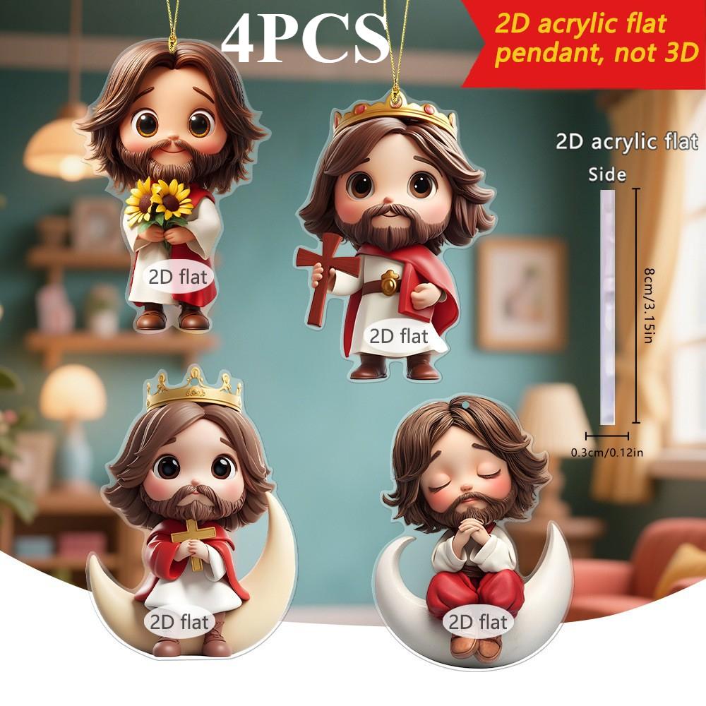 

Набор 2D акриловых плоских подвесок, 3 шт./4 шт., милый мультяшный детский молитвенный кулон, украшение, пасхальный, хэллоуинский, рождественский кулон 8cm