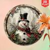 Vintage Snowman Round Metal Sign Christmas Wall Art Home Decor