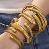 18K Gold-Plated Stainless Steel Stretch Bracelet Set with 5A Zirconia Inlay