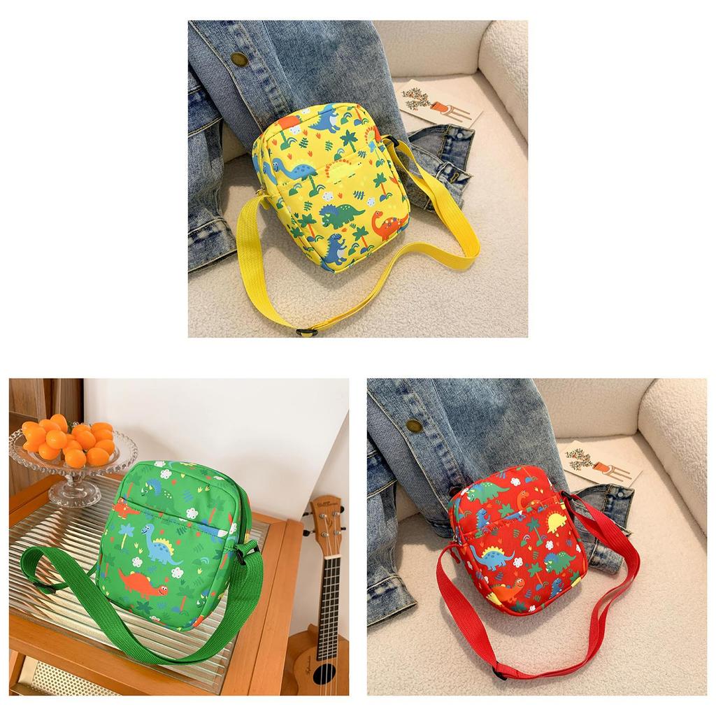 Childrens Dinosaur Cartoon Sling Bag With Zipper Closure For Daily Outings