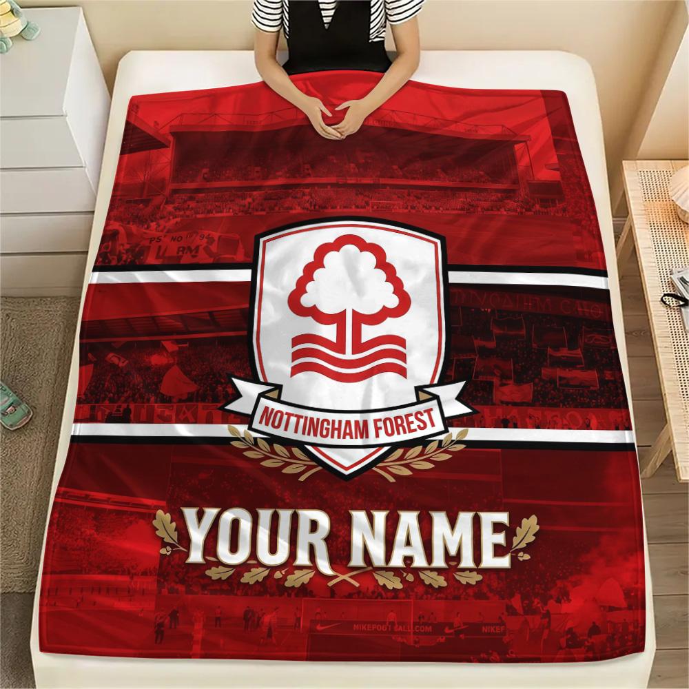Custom Name Nottingham Forest Flannel Blanket, High quality Comfortable for All Seasons, Home Decor, Warmth and Comfort