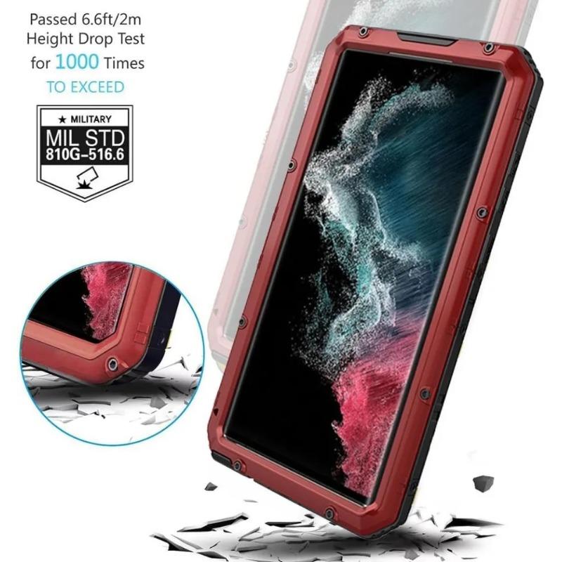 IP68 Su Geçirmez Ağır Hizmet Tipi Metal Telefon Kılıfı Samsung S23 Ultra S22 Plus Darbeye Dayanıklı Koruma Sağlam Kapak Ekran Koruyucu