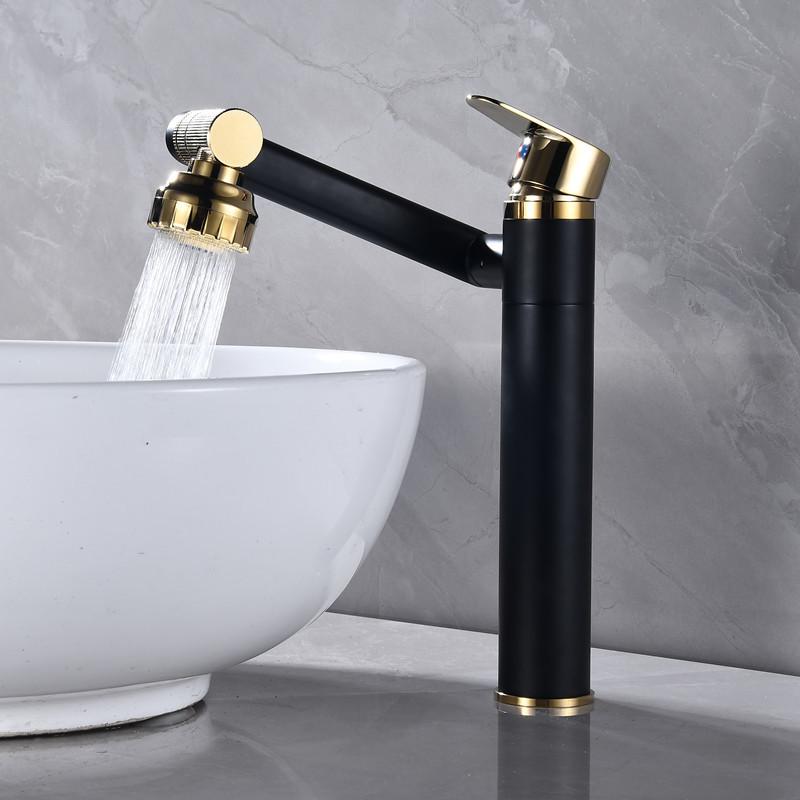Multifunction Bathroom Faucet Gold Sink Faucet Hot Cold Water Mixer Crane Deck Mounted Universal Water Taps Black White