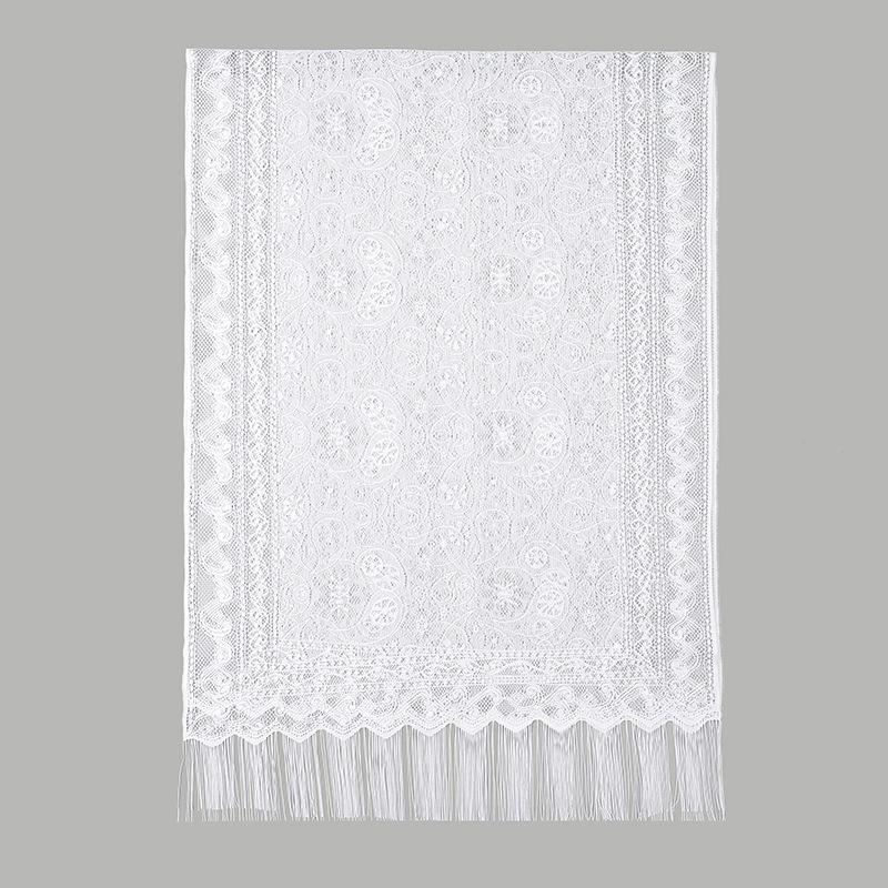 Popular solid color cheongsam lace hollow fringed silk scarf women's summer long scarf shawl