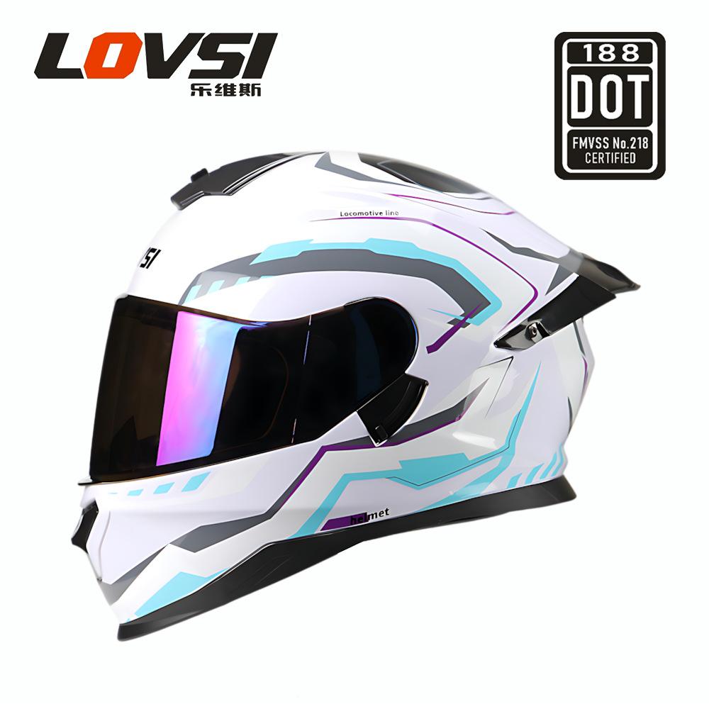 Men's and Women's Double Lenses Big Tail Motorcycle Riding Winter Cool Personality Full Helmet