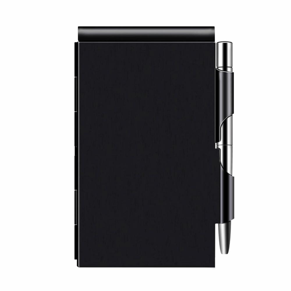 with Pen Aluminum Notepad with Memo Pads Mini Pocket Notebook Clamshell Notebook  Gift Supplies чёрный