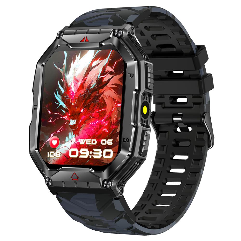 

KR82 Waterproof Mens Wrist Bracelet Flashlight 2.1-Inch Screen Smart Watch for Outdoors
