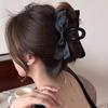 Hepburn-Style Black Double-Sided Bow Shark Hair Clip for Women