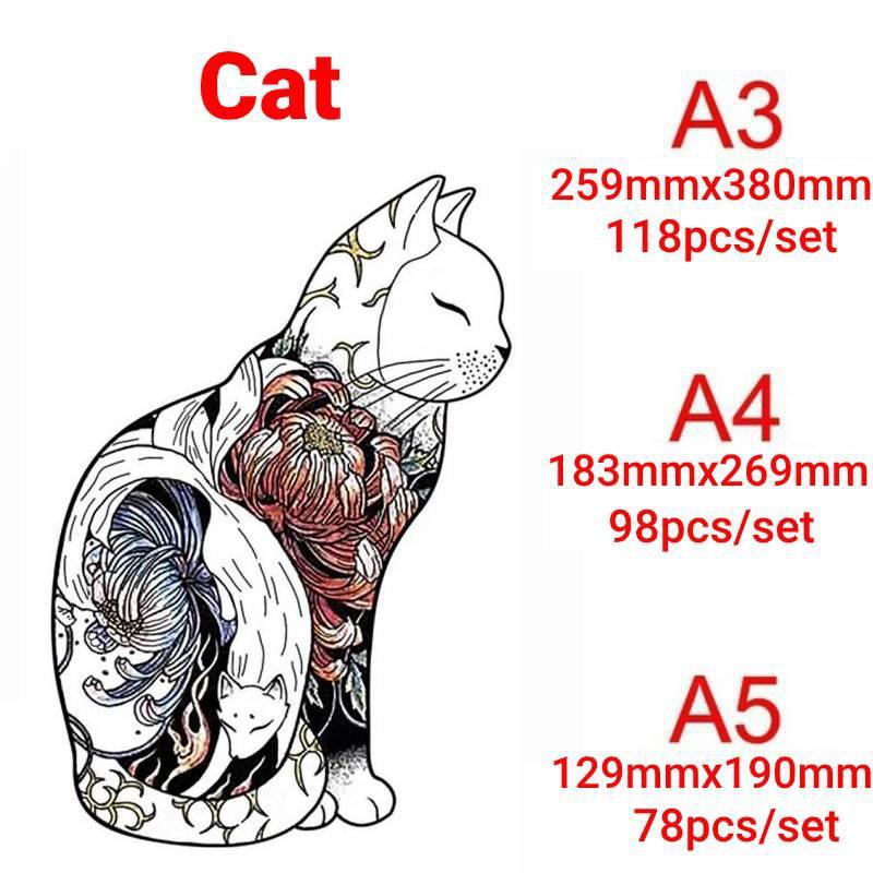 

Деревянные пазлы - кусочки мозаики уникальной формы, лучший подарок для взрослых и детей, деревянная головоломка в форме животных, забавная игрушка, подарок на Рождество и день рождения Cat-A3