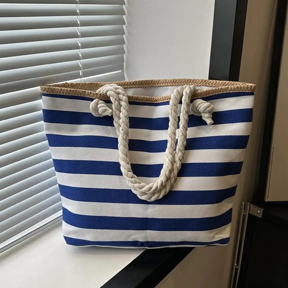 

The new fashion handbags 2025 Lady Canvas Tote Bags Lady Design Purses For Females beach bag striped bag