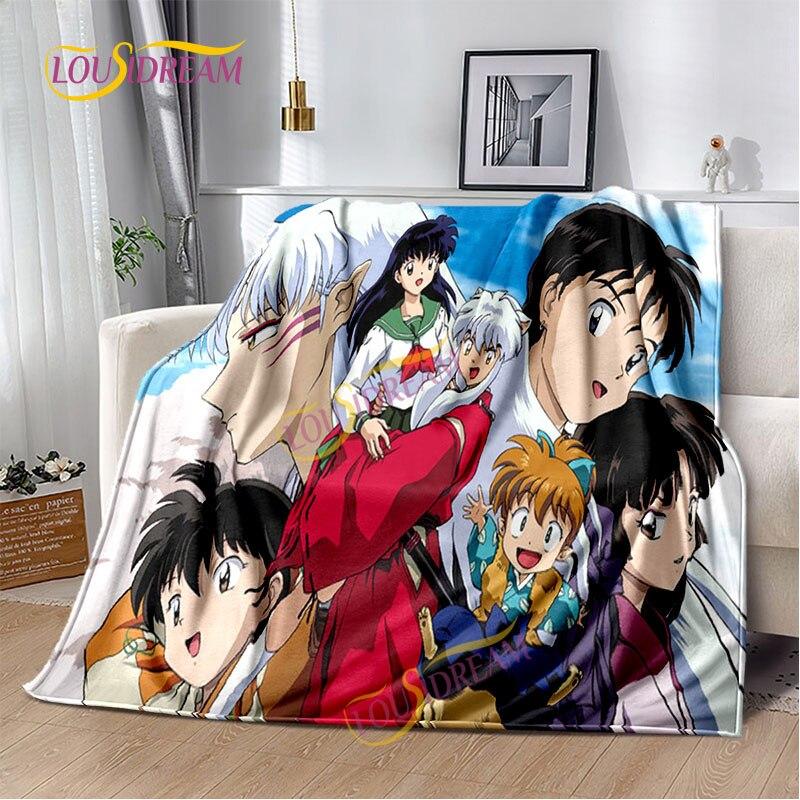 Inuyasha battaniyesi sıcak rahat çocuk battaniyesi karikatür pazen çarşaf kanepe örtüsü yürüyüş yetişkin ofis öğle yemeği molası battaniyesi.