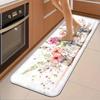 1Pcs Anti Fatigue Kitchen Rugs Floral  Print Waterproof Non-Slip Thick Cushioned Kitchen Mat Heavy Duty Comfort Standing Mat for Kitchen