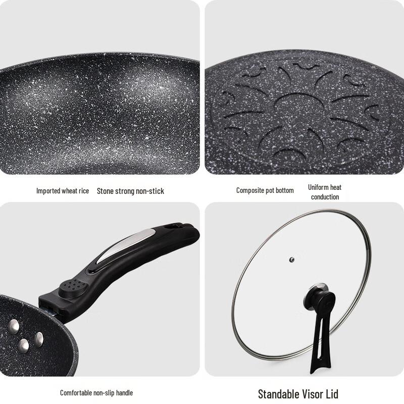 Lilang Maifan Stone Non-Stick Wok with Glass Lid