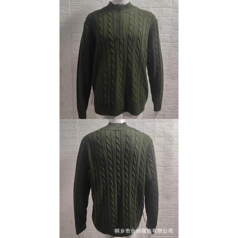Men's Slim Fit Zip Half Turtleneck Long Sleeve Cable Knit Pullover Sweater Plus Size.