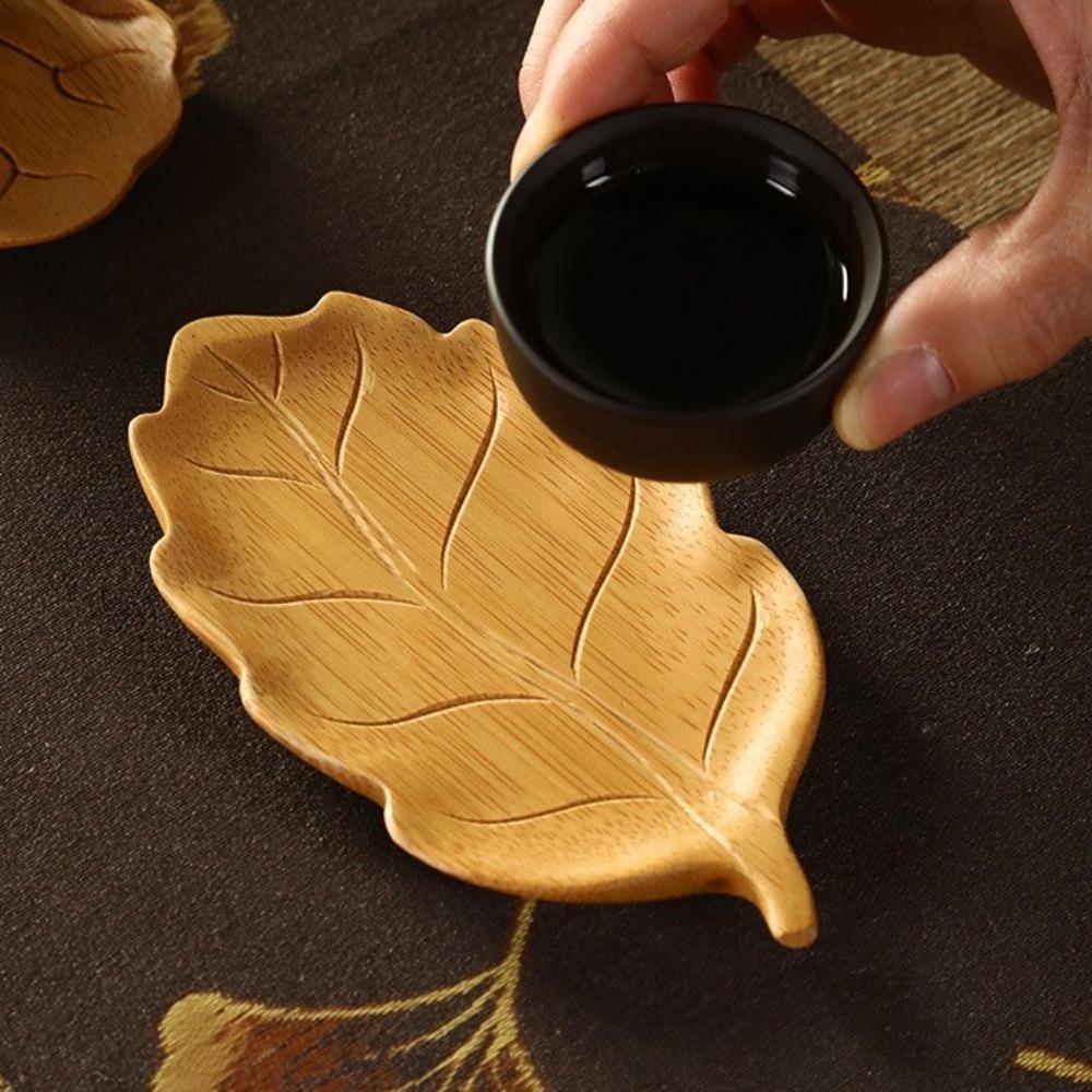 

Bamboo Wood Insulation Mat Anti Slip Cup Mat Teaware Cup Holder Office Style A