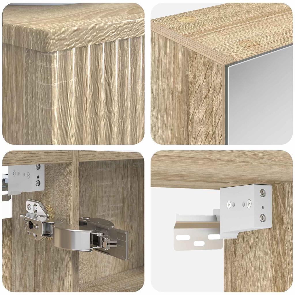 Bathroom Cabinet Set 4 Pcs Sonoma Oak 40 X 10.5 X 60.5 Cm