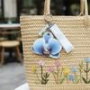 Cartoon Floral Key Chain Beads Butterfly Orchid Pendant Lovely Bag Pendant Key Keyring