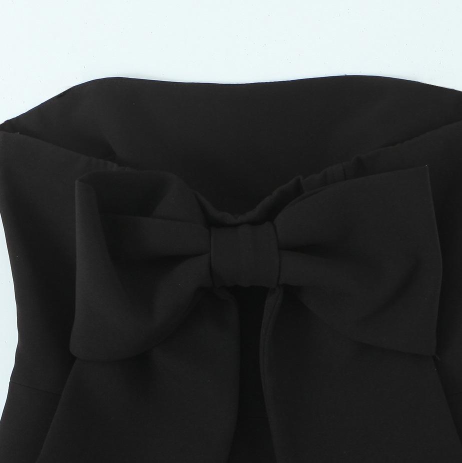 Robe moulante sans bretelles style européen et américain pour femmes printemps 2025 avec décoration nœud