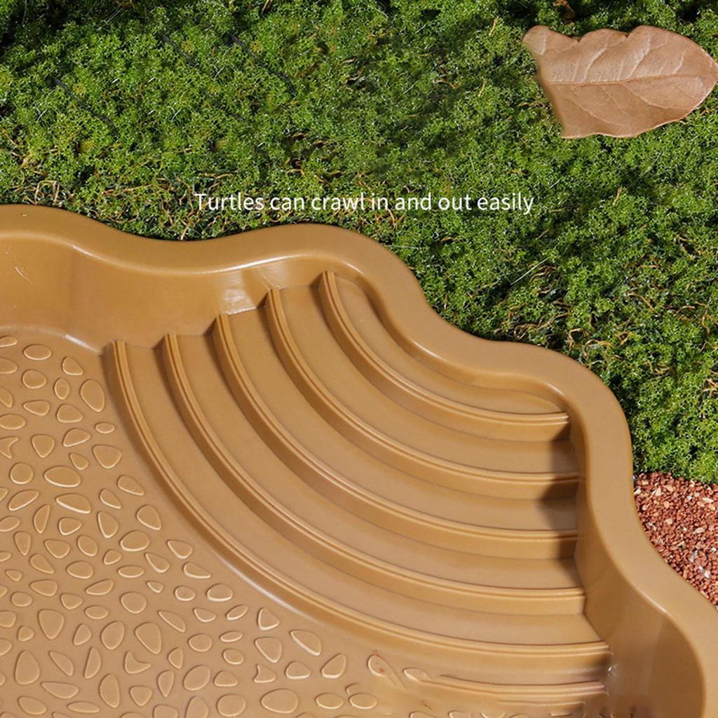 Reptile Water Bowl Terrarium Dish Plate with Ramp Turtle Pool Reptile Water Dish for Bearded Dragons Gecko Lizards Pet Supplies