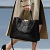 Aidani Luxury Crocodile Pattern Genuine Leather Tote Bag, Large-Capacity Handbag, High-End Commuter Bag for Women