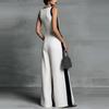 2026 Black & White Color Block Women's Deep V-Neck Jumpsuit with Thin Straps