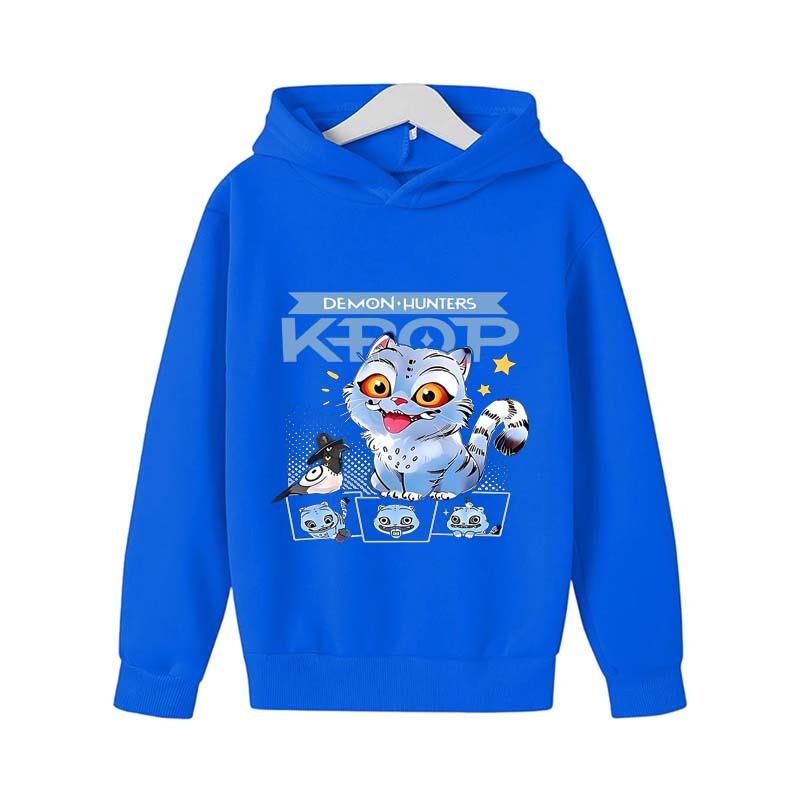 

K-Pop Мисливці на демонів Huntrix Худі Дитячий одяг Одяг для дівчаток-принцес Модний одяг Одяг для хлопчиків Весняно-осінній світшот Дитячі топи 130cm синій