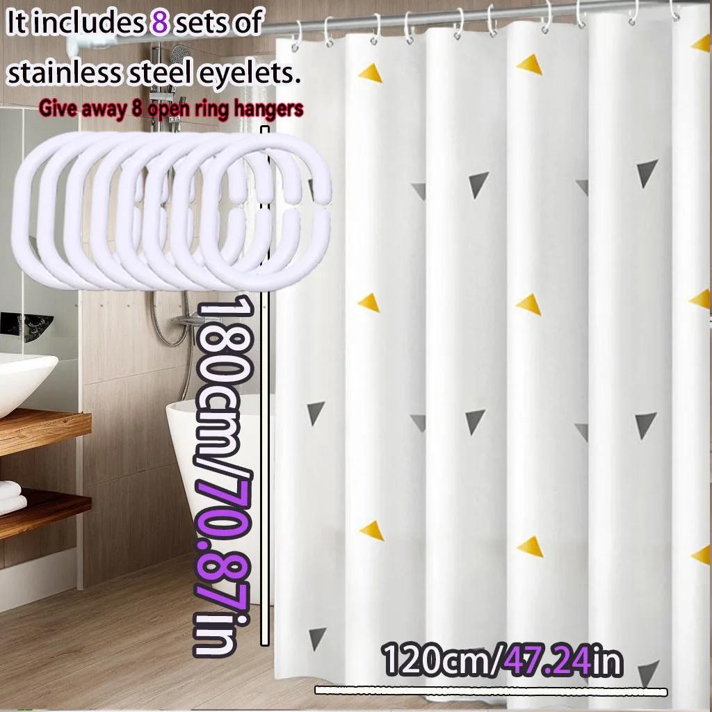 Yellow Triangle Pattern Simple Abstract Minimalist Modern Bathroom Dry Wet Separation PEVA Material Waterproof Shower Curtain