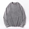 Unisex Retro Colorful Washed Long-Sleeve Pure Cotton Sweater with Ribbed Cuffs
