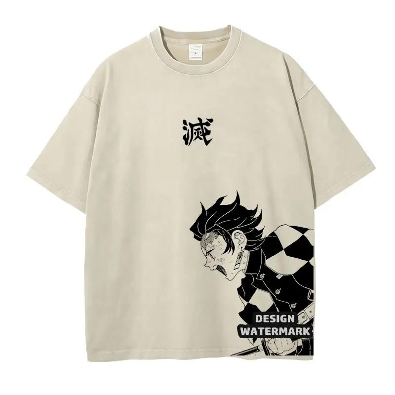 Dämonen Jäger: Kimetsu no Yaiba Shinobu Kocho Line Art Vintage Washed Oversized T-Shirt | Anime Streetwear Tee