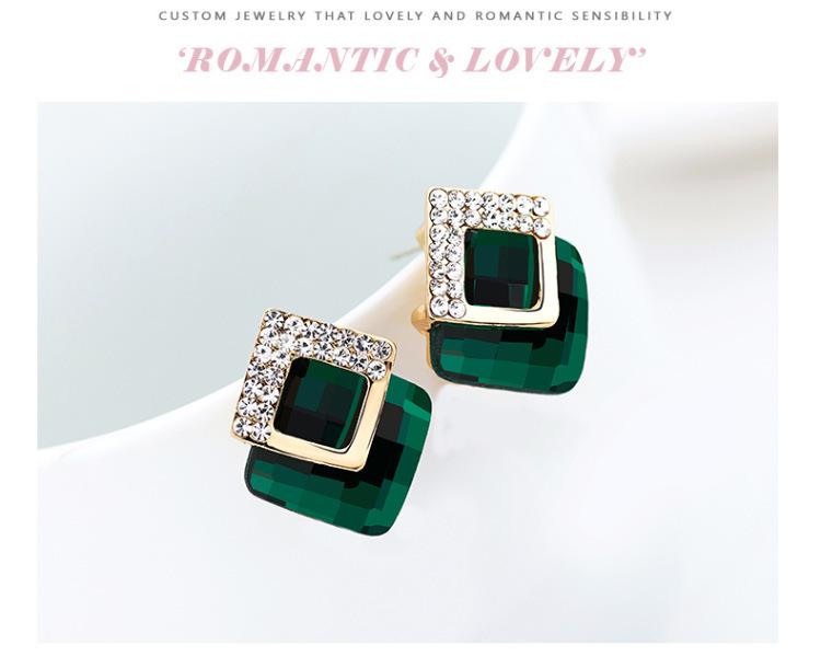 Korean Style Geometric Zircon Needle Ear Studs for Women - Retro Fashionable Earrings