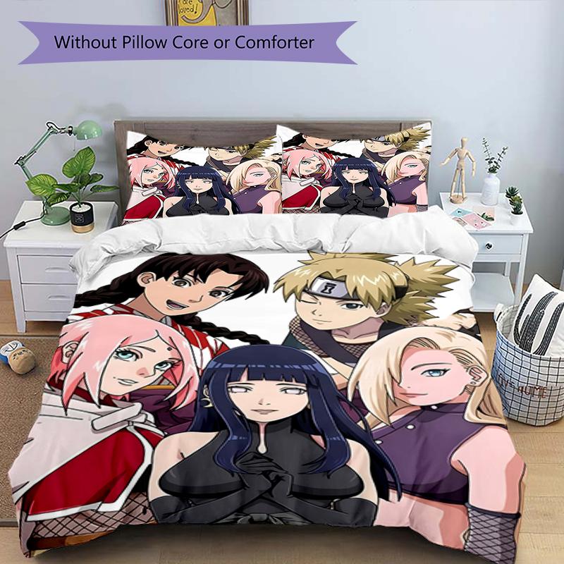 3pcs NARUTO (2) Design Cover Set - HD Printed Bedding with 1 Cover and 2 Pillowcases - Perfect for Home and Dorm Decor