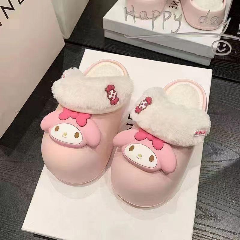Removable cotton slippers women's winter new home indoor cute cartoon warm waterproof cotton drag women's shoes