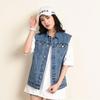 Summer Women's Loose Casual Denim Short Sleeveless Plus Size Vest Jacket