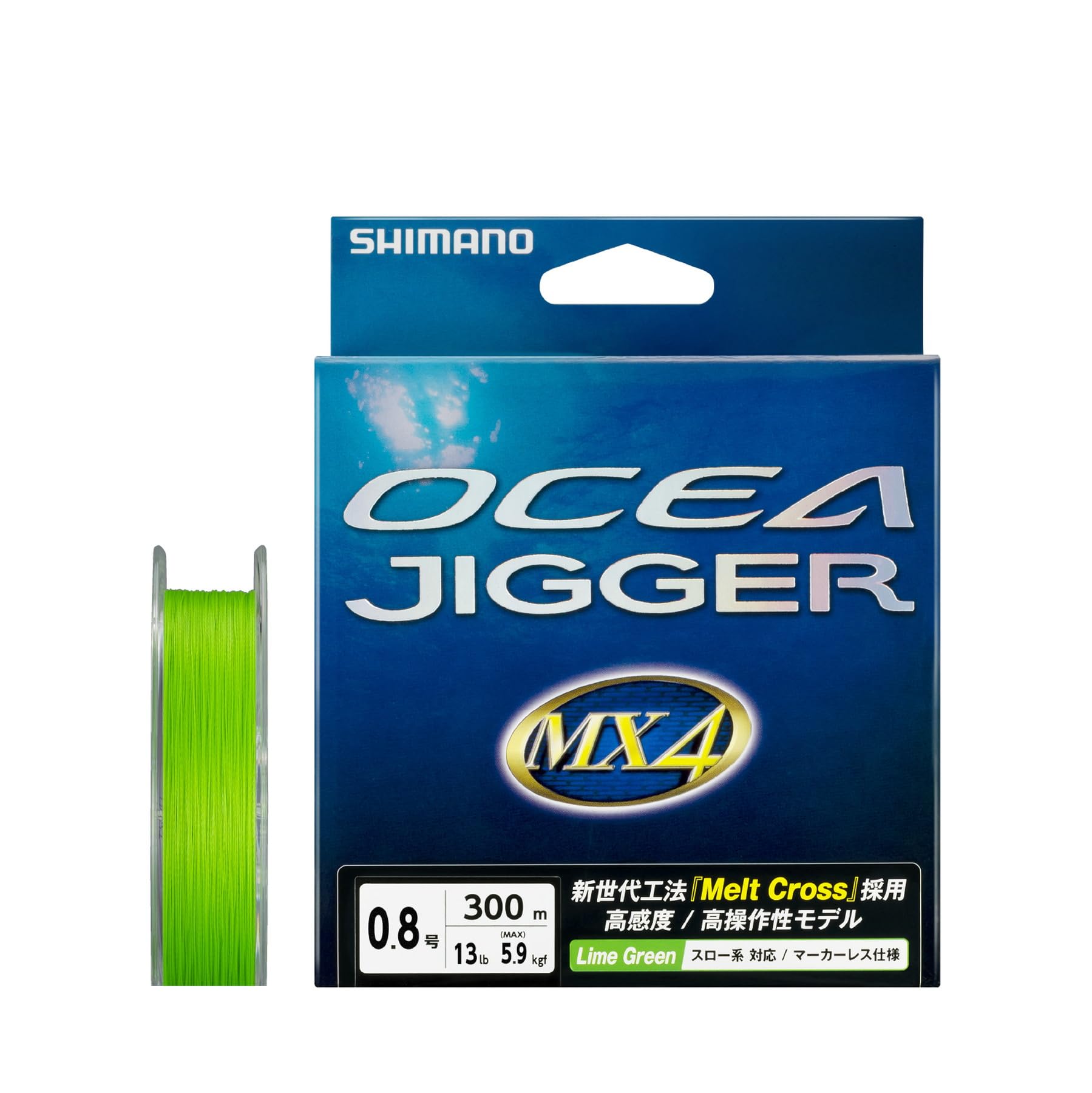 

Shimano PE Line Ocea Jigger MX4 300m Lime Green Fishing Line 0.8 PL-O74P
