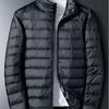 Men's Lightweight Short Down Jacket: Winter Hooded Outerwear with Stand Collar