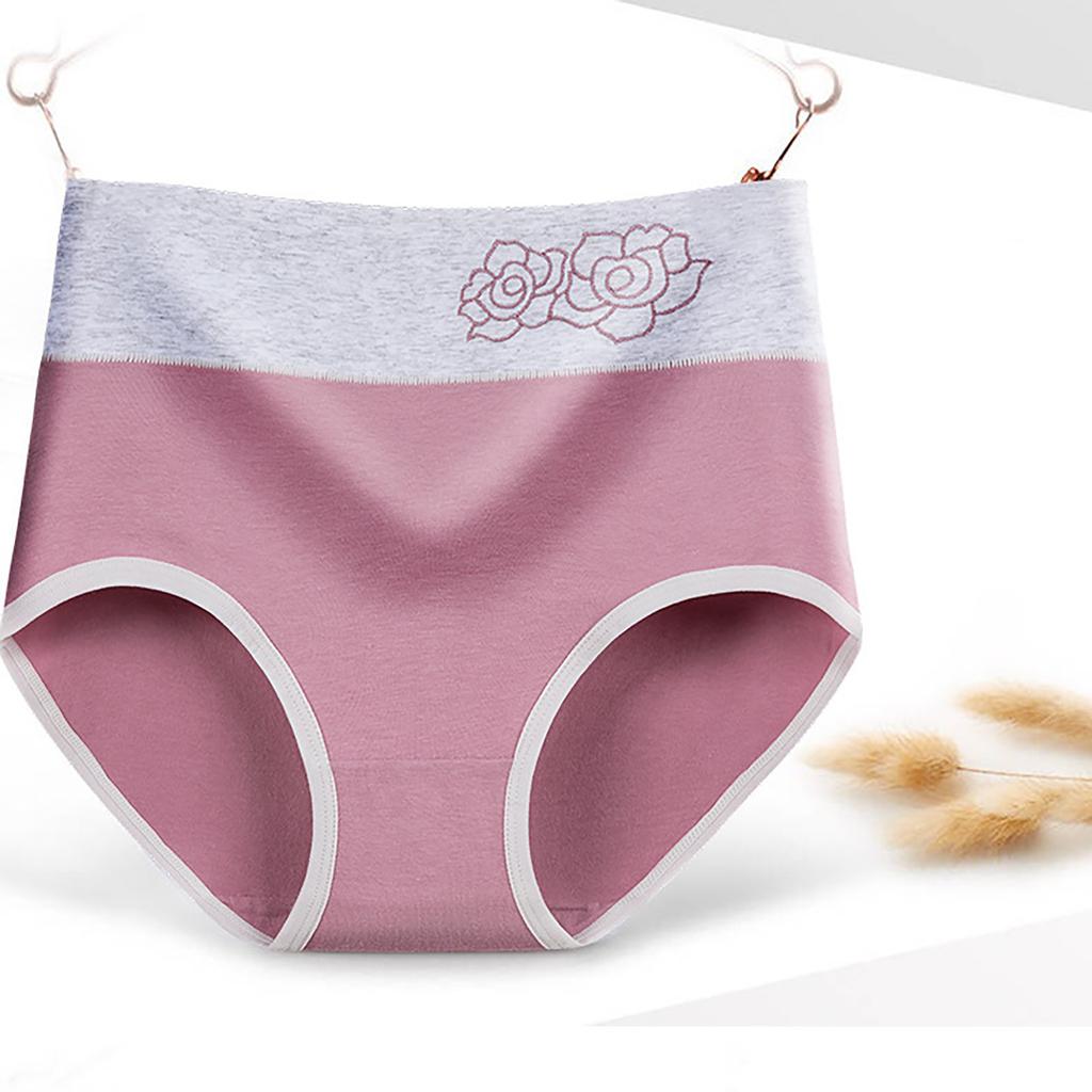 High Waist Cotton Women's Underwear Antibacterial Breathable Plus Size Comfortable Soft Fabric Briefs Seamless Design Stretch Fit