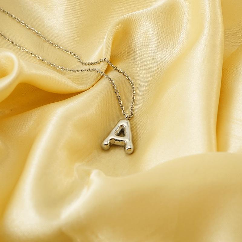 Fashionable Plump Stainless Steel Alphabet Necklace For Women