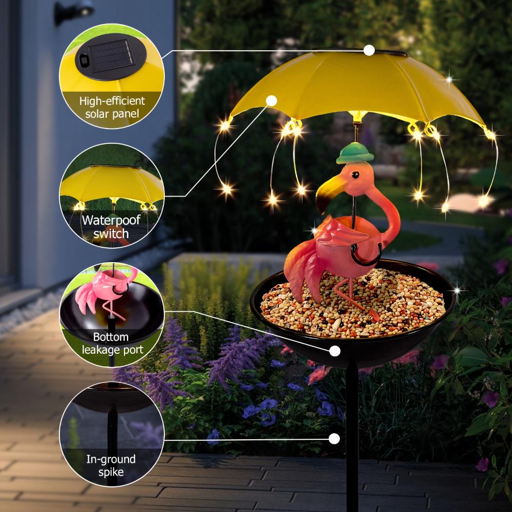 Outdoor Iron Waterproof Statue Light Simulation Animal Solar Light with Bee and Flamingo Frog and Hummingbird Feeder Function,for Garden Decoration