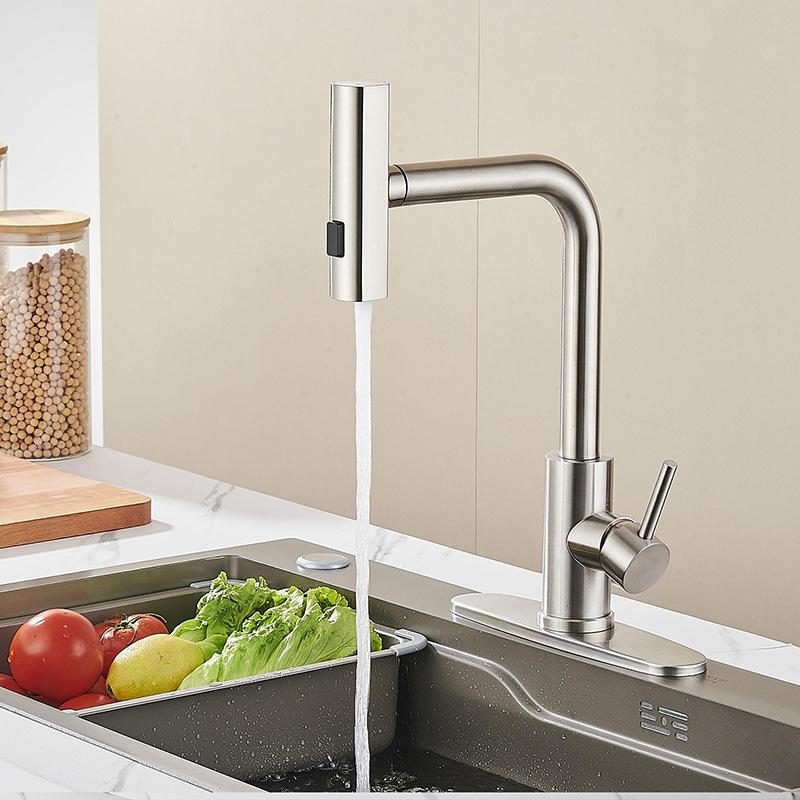 Tuqiu Kitchen Faucets  Brushed Gold Pull Out Kitchen Faucet Mixer Tap  Grey/Niickel Water Mixer Tap Mixer Tap